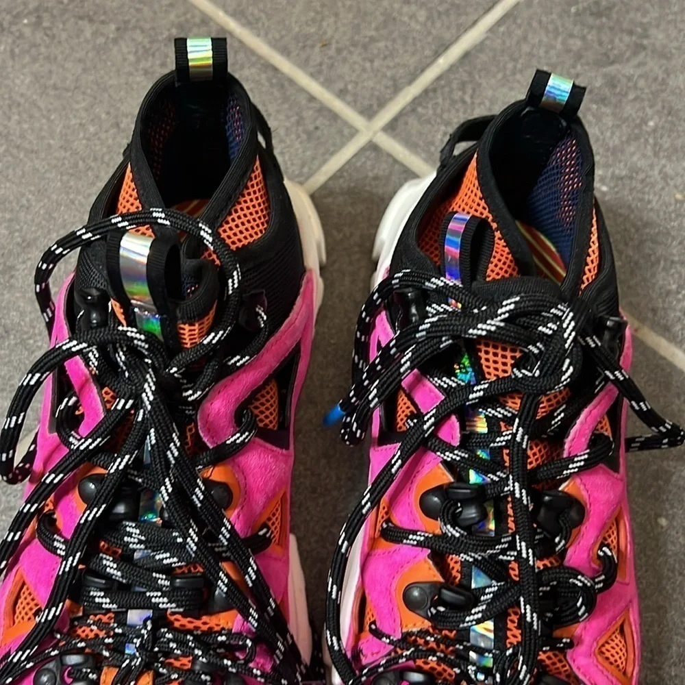 Alexander McQueen Orbyt Mid Sneakers 6.5 Fuchsia Orange summer luxe soft girl